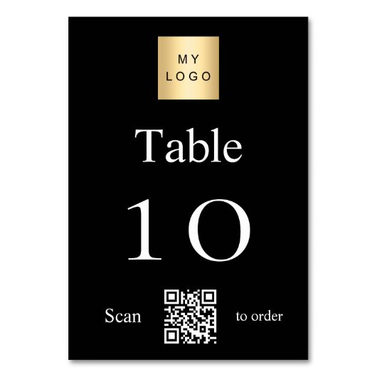 Zwart wit bedrijf logo QR code tabel nummer Kaart (Achterkant)