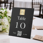 Zwart wit bedrijf logo QR code tabel nummer Reclamebord Met Voetstuk