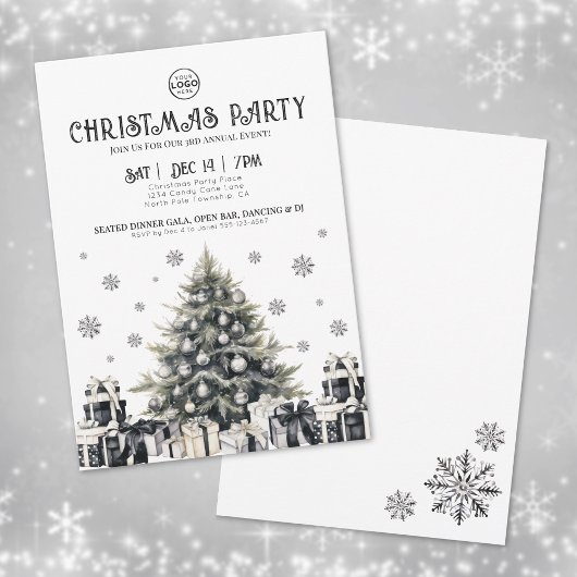 Zwart Wit Bedrijfs Kerstfeest Partij Kaart