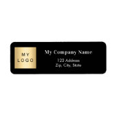 Zwart wit bedrijfsadres logo terugkeer etiket (Voorkant)