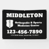 Zwart-wit bedrijfsbanner met logo spandoek (Horizontaal)