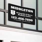 Zwart-wit bedrijfsbanner met logo spandoek (Buitenkant Gebouw)