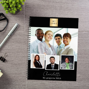 Zwart wit bedrijfslogo fotocollage  notitieboek