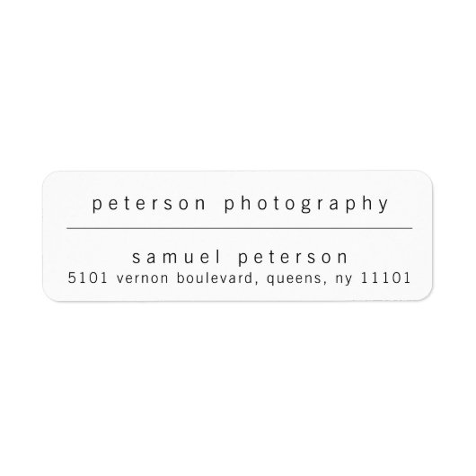 Zwart-wit bedrijfsminimalistisch terugkeeradres etiket (Voorkant)