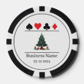 Zwart & Wit Bedrijfsnaam Groene Kerstboom Poker Chips (Voorkant)