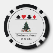 Zwart & Wit Bedrijfsnaam Groene Kerstboom Poker Chips (Achterkant)