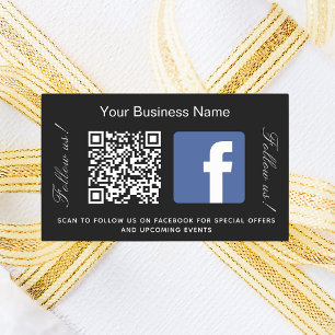 Zwart wit bedrijfsnaam qr code Facebook Rechthoekige Sticker