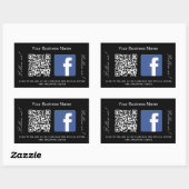 Zwart wit bedrijfsnaam qr code Facebook Rechthoekige Sticker (Vel)