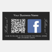 Zwart wit bedrijfsnaam qr code Facebook Rechthoekige Sticker (Voorkant)