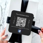Zwart wit bedrijfsnaam qr code Facebook Vierkante Sticker