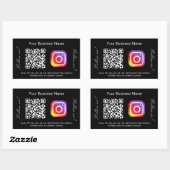 Zwart wit bedrijfsnaam qr code instagram rechthoekige sticker (Vel)