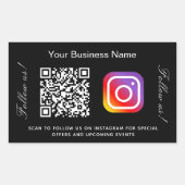 Zwart wit bedrijfsnaam qr code instagram rechthoekige sticker (Voorkant)