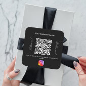 Zwart wit bedrijfsnaam qr code instagram vierkante sticker