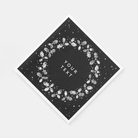 Zwart & wit, bedrukt Holly Wreater Kerstmis Servet (Hoek)