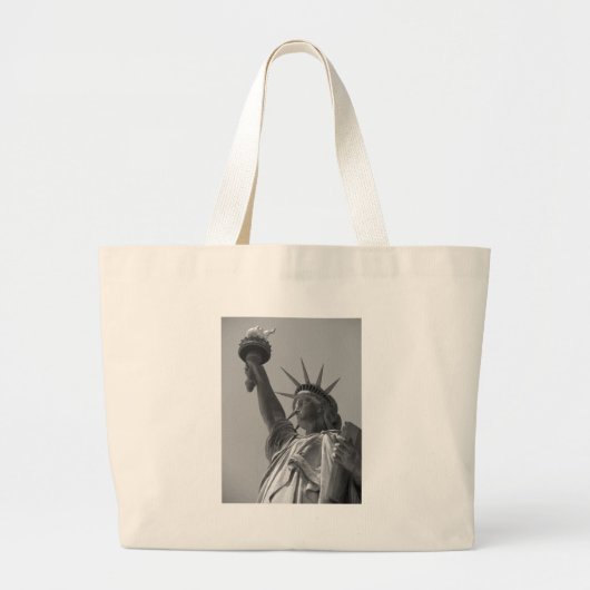 Zwart-wit beeld van de Liberty New York City Grote Tote Bag (Voorkant)