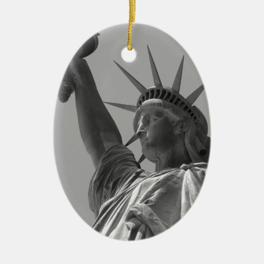 Zwart-wit beeld van de Liberty New York City Keramisch Ornament (Voorkant)
