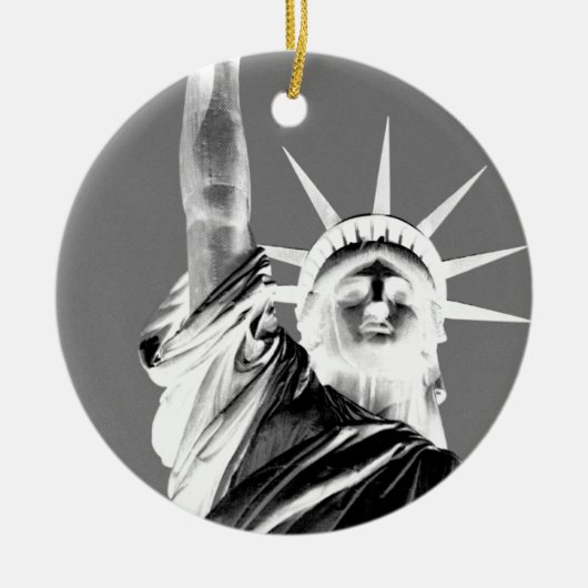 Zwart-wit beeld van de Liberty New York City Keramisch Ornament (Voorkant)