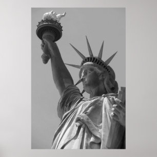 Zwart-wit beeld van de Liberty New York City Poster