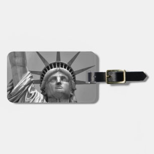 Zwart-wit beeld van de Vrijheid New York Bagagelabel