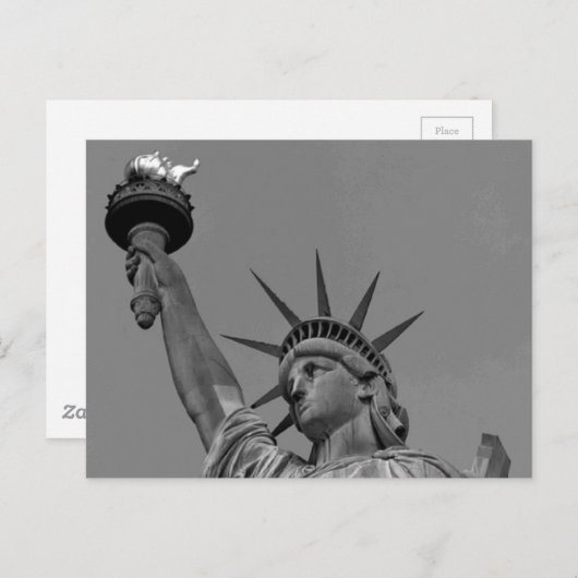 Zwart-wit beeld van de Vrijheid New York Briefkaart (Voorkant / Achterkant)