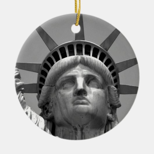 Zwart-wit beeld van de Vrijheid New York Keramisch Ornament (Voorkant)