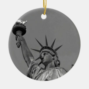 Zwart-wit beeld van de Vrijheid New York Keramisch Ornament