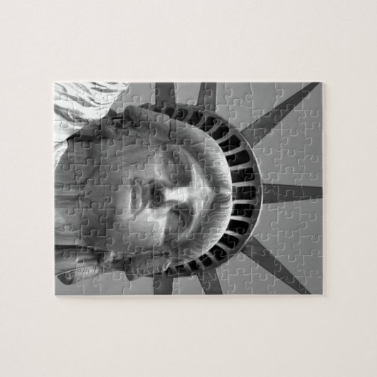 Zwart-wit beeld van de Vrijheid New York Legpuzzel (Horizontaal)