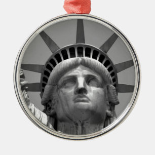 Zwart-wit beeld van de Vrijheid New York Metalen Ornament