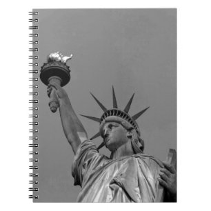 Zwart-wit beeld van de Vrijheid New York Notitieboek