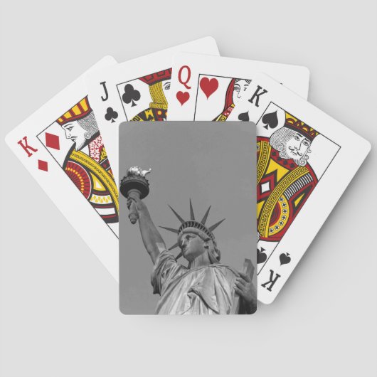 Zwart-wit beeld van de Vrijheid New York Pokerkaarten (Achterkant)
