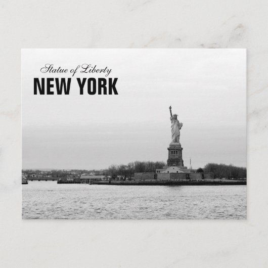 Zwart wit beeld van de vrijheid - NY New York Briefkaart (Voorkant)