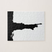 Zwart-wit beeld van de vrijheid Silhouette Legpuzzel (Horizontaal)