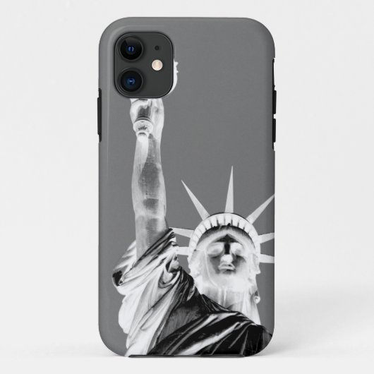 Zwart-wit beeld van Liberty New York City Case-Mate iPhone Case (Achterkant)