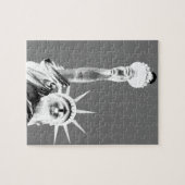 Zwart-wit beeld van Liberty New York City Legpuzzel (Horizontaal)