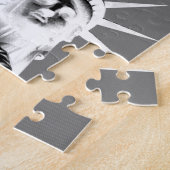 Zwart-wit beeld van Liberty New York City Legpuzzel (Zijkant)