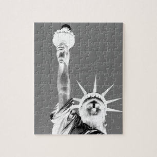 Zwart-wit beeld van Liberty New York City Legpuzzel