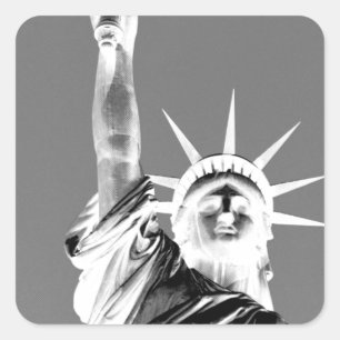 Zwart-wit beeld van Liberty New York City Vierkante Sticker