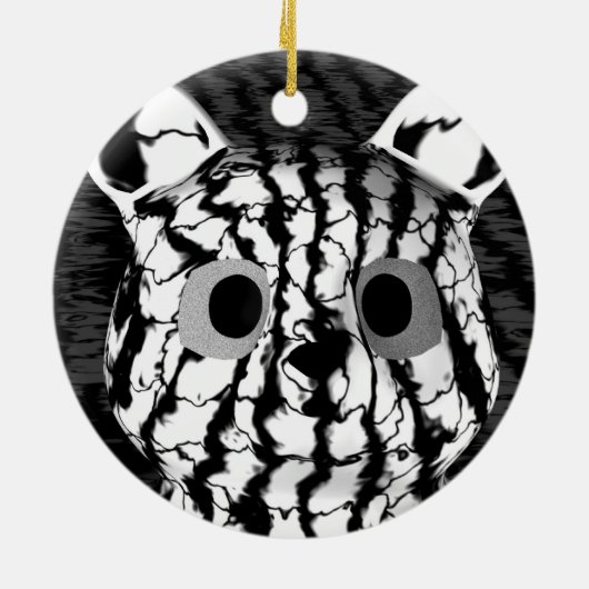 Zwart wit Beer Keramisch Ornament (Achterkant)