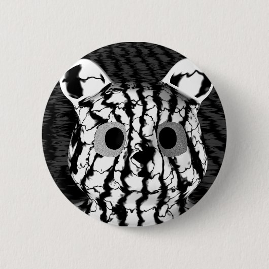 Zwart wit Beer Ronde Button 5,7 Cm (Voorkant)