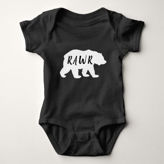 Zwart-wit Beer Silhouette Rawr Romper (Voorkant)