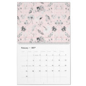Zwart-wit behang met een prachtig blad de kalender (Feb 2027)