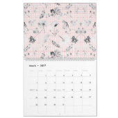 Zwart-wit behang met een prachtig blad de kalender (Mar 2027)