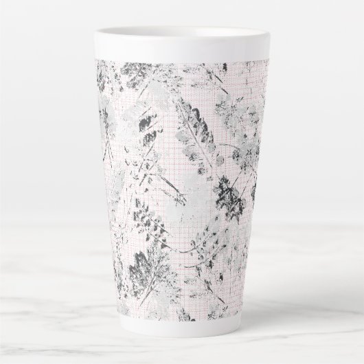 Zwart-wit behang met een prachtig blad de latte mok (Voorkant)