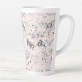 Zwart-wit behang met een prachtig blad de latte mok (Rechts)