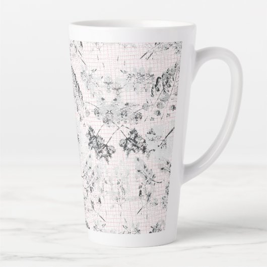 Zwart-wit behang met een prachtig blad de latte mok (Rechts)