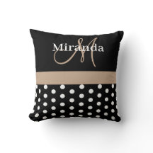 Zwart Wit Beige Monogram Script Polka Dots