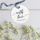 Zwart-wit, beleef script met liefdesbruiloft bedankjes labels