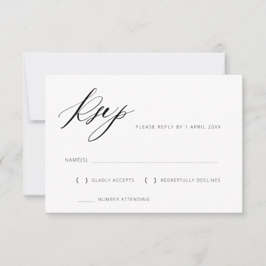 zwart-wit belettering bruiloft RSVP-kaart RSVP Kaartje (Voorkant)