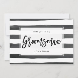 zwart wit ben je mijn groomsman bedankkaart