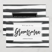 zwart wit ben je mijn groomsman bedankkaart (Voorkant / Achterkant)